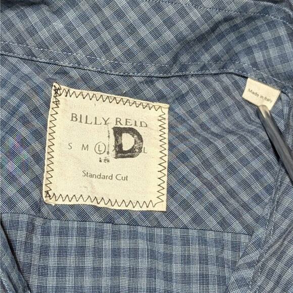 Billy Reid Standard Fit Plaid Shirt Large Blue Check Long Sleeve Button Up - Picture 4 of 8